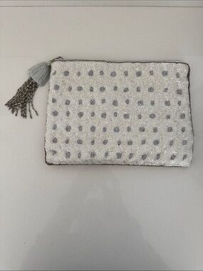 Beaded White Clutch bag